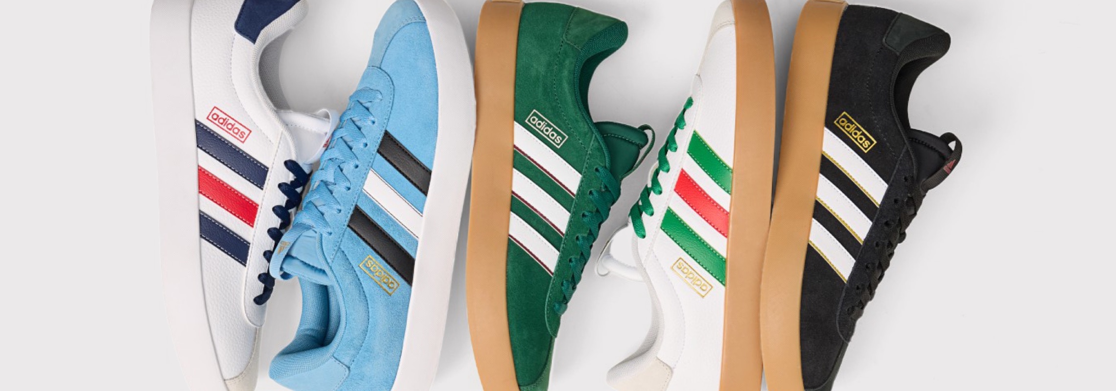 adidas court sneakers in colors of various countries