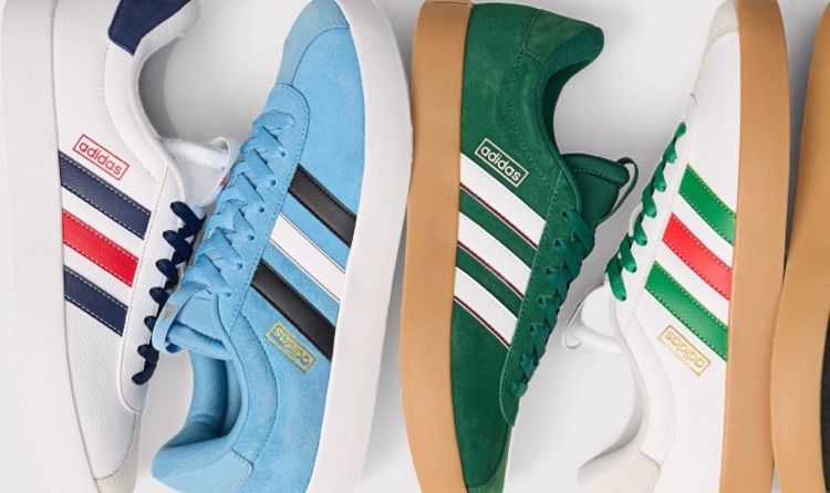 adidas court sneakers in colors of various countries