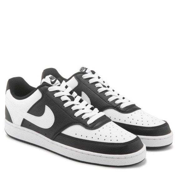 men's black and white nike panda court sneakers