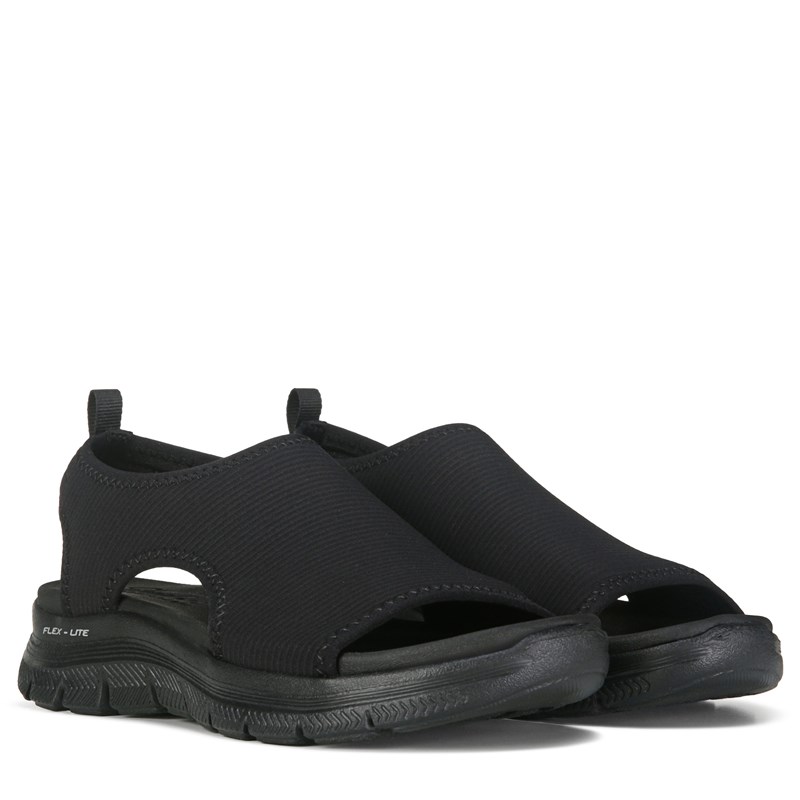 Skechers Women's Flex Appeal 4.0 Moon Lines Sandals (Black) - Size 7.0 M