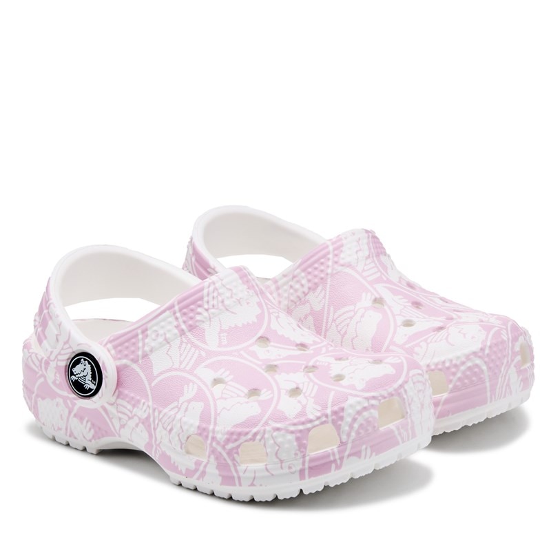 Crocs Kids' Duke Print Classic Clog Toddler Shoes (Pink/White Croc) - Size 9.0 M