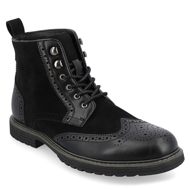 Vance Co. Men's Virgil Wing Tip Boots (Black Synthetic) - Size 11.0 M