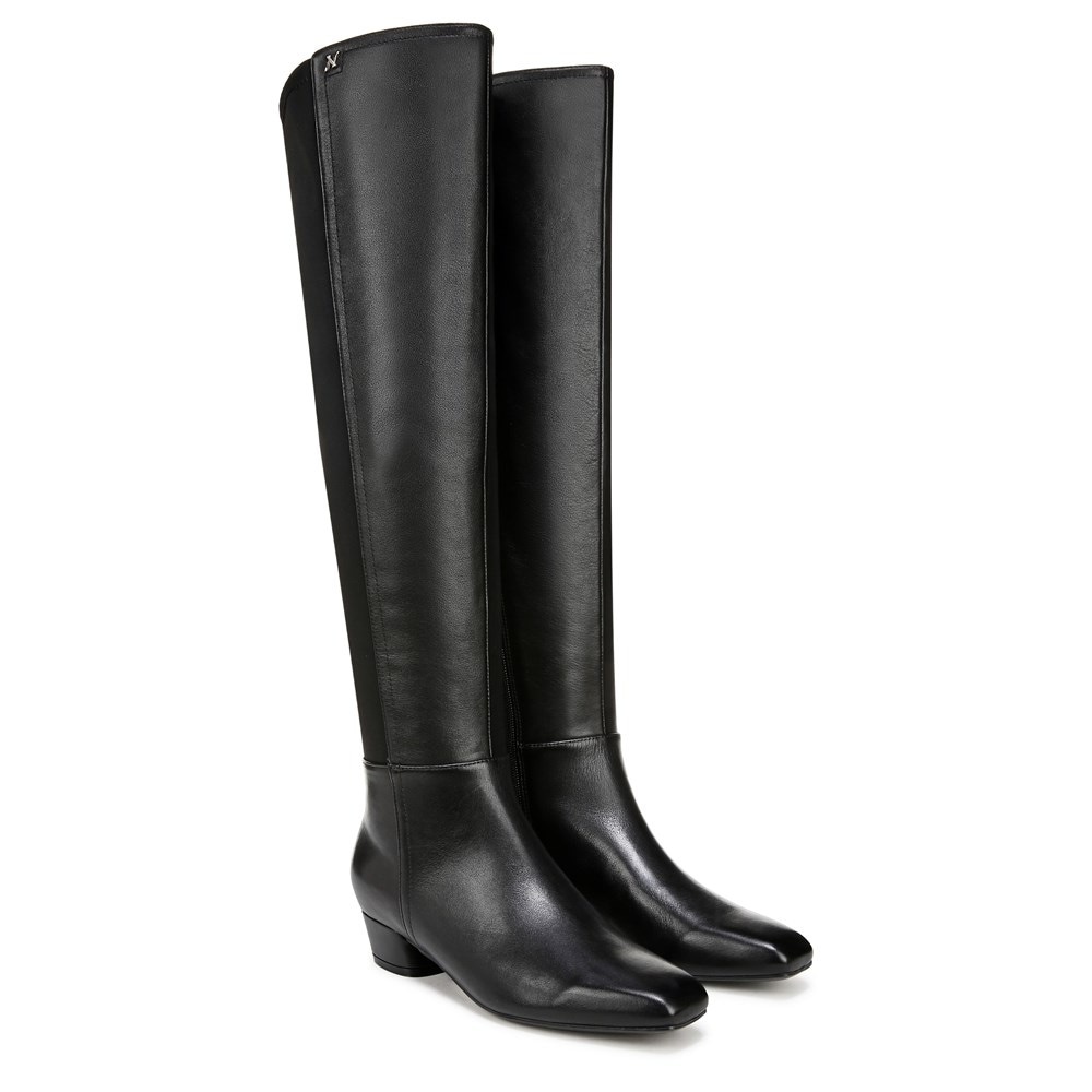 Naturalizer Reese Leather Over The Knee Boots Womens 6 Black