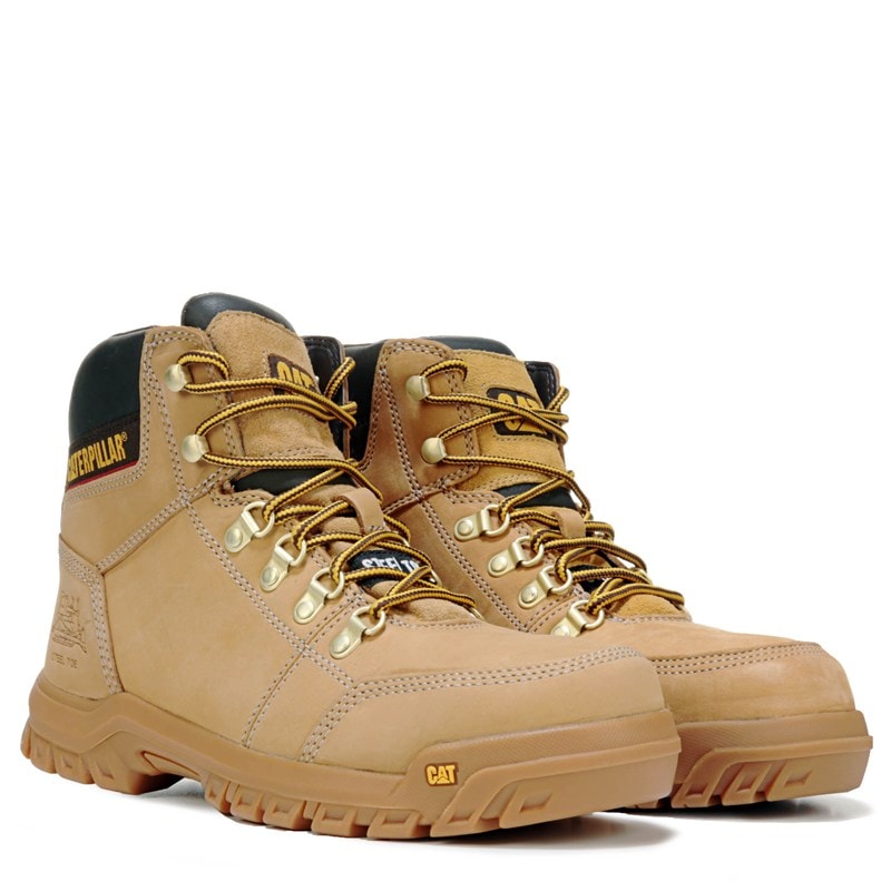 Caterpillar Men's Outline Medium/Wide Steel Toe Slip Resistant Work Boots (Honey Leather) - Size 7.0 M