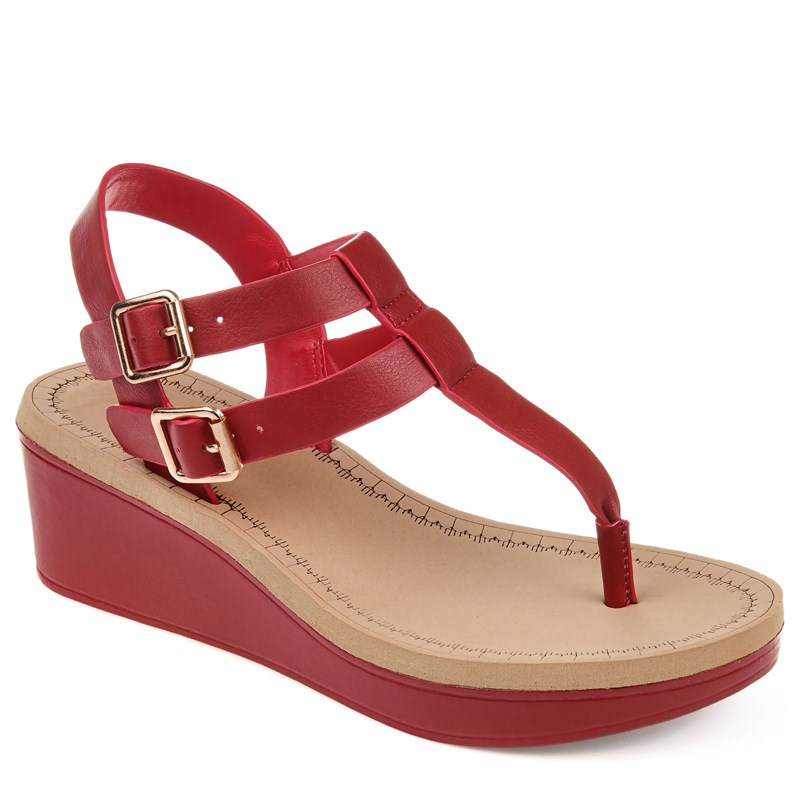 Journee Collection Women's Bianca Wedge Sandals (Red) - Size 11.0 M