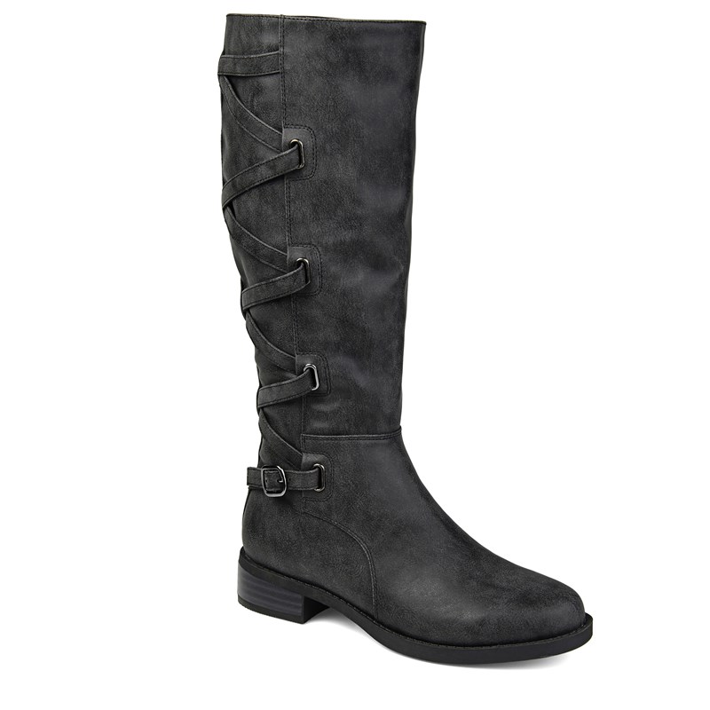 Journee Collection Women's Carly Wide Calf Tall Riding Boots (Black) - Size 7.0 M
