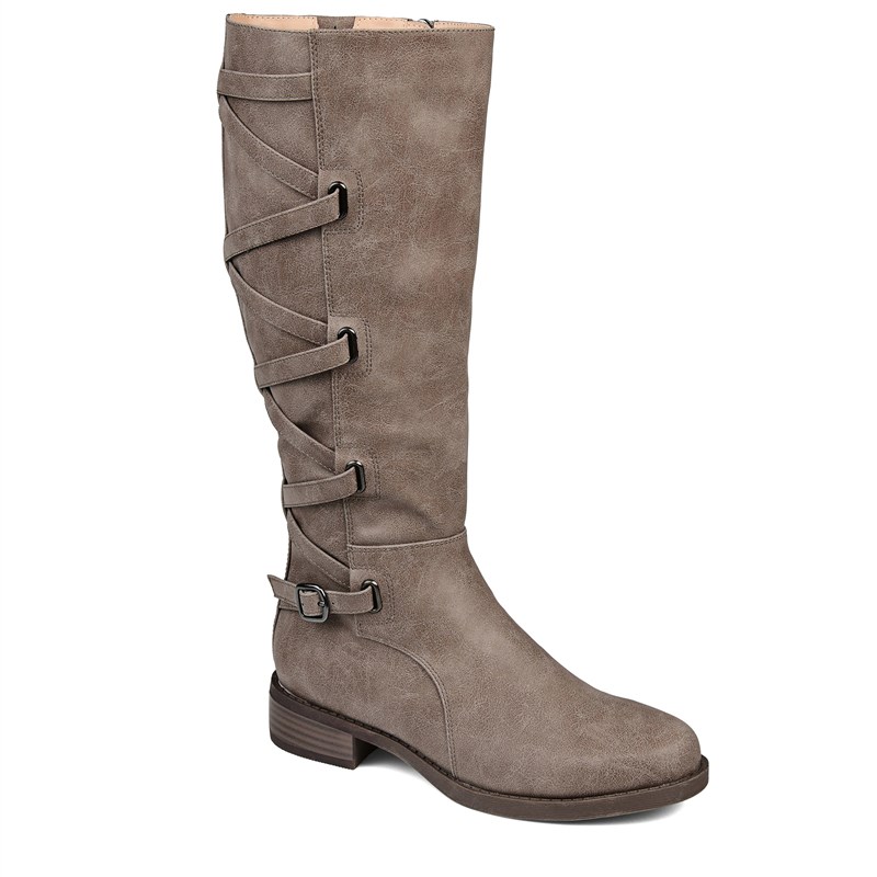 Journee Collection Women's Carly Wide Calf Tall Riding Boots (Taupe) - Size 11.0 M