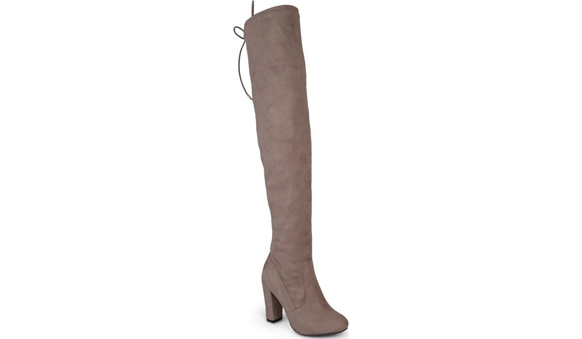 taupe suede wide calf boots