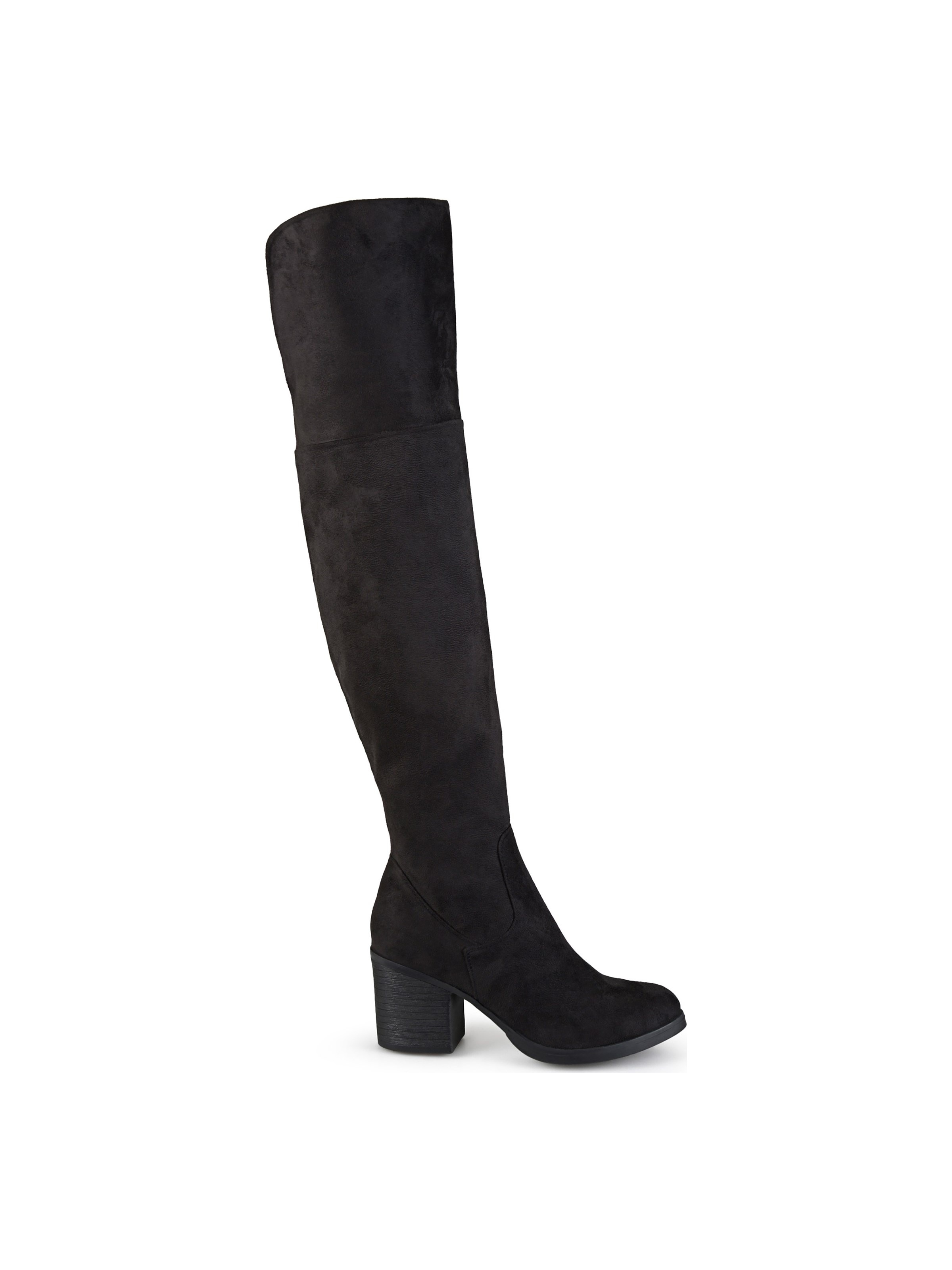 high knee block heel boots