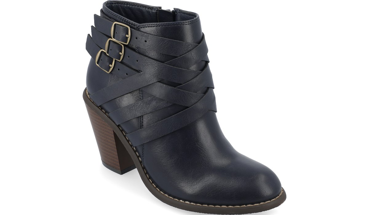 journee collection womens link booties stacked heel wide width