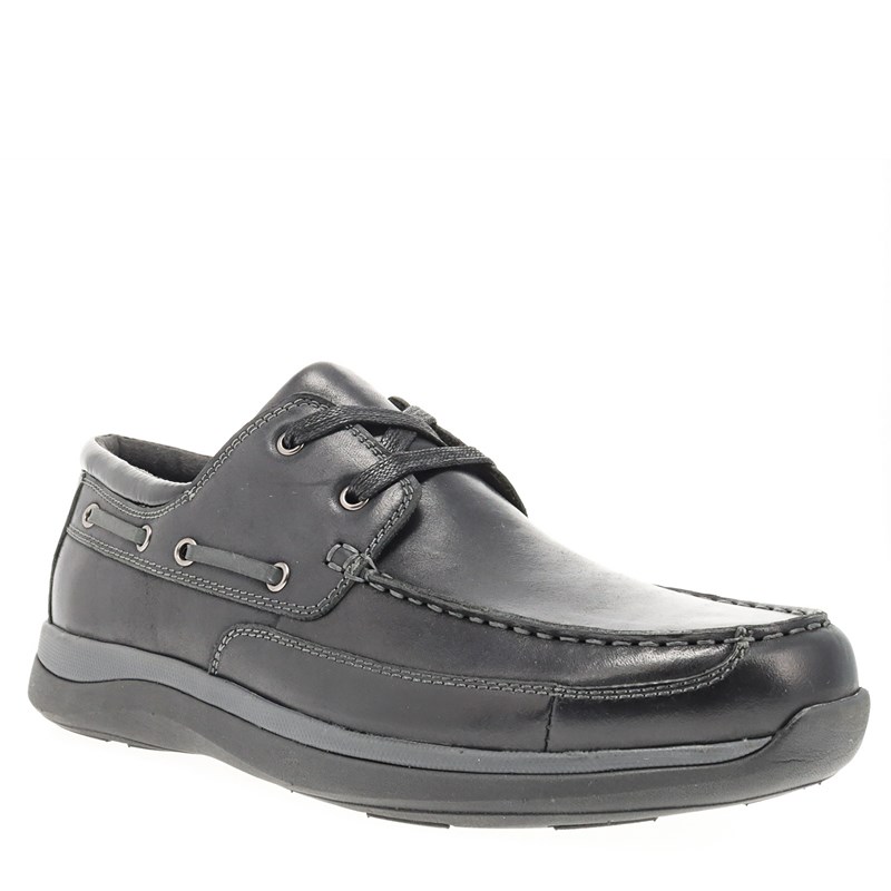 Propet Men's Pomeroy Boat Shoes (Black Leather) - Size 8.5 5E