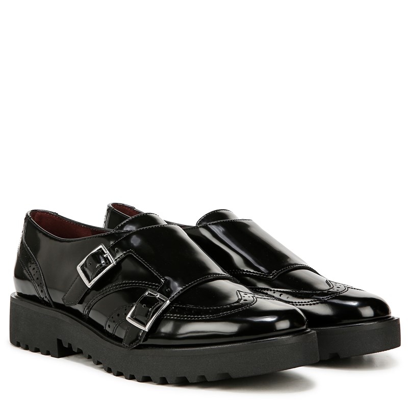 Franco Sarto Women's Chance Monkstrap Lug Sole Loafers (Black Patent Faux Leather) - Size 7.0 M