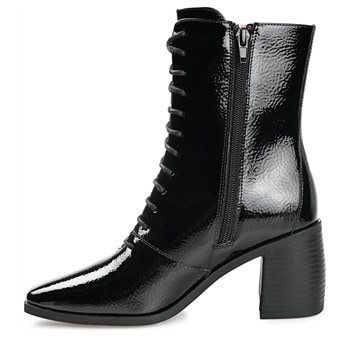 Calvin klein esma patent leather lace up clearance bootie