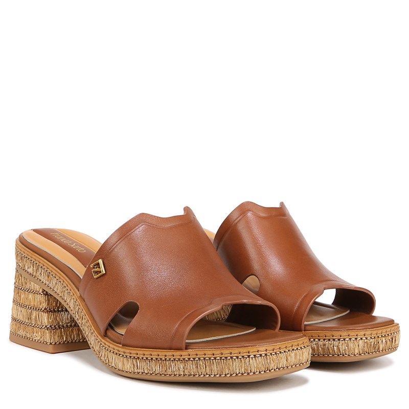 Franco Sarto Women's Florence Slide Sandals (Cognac Brown Leather) - Size 7.0 M