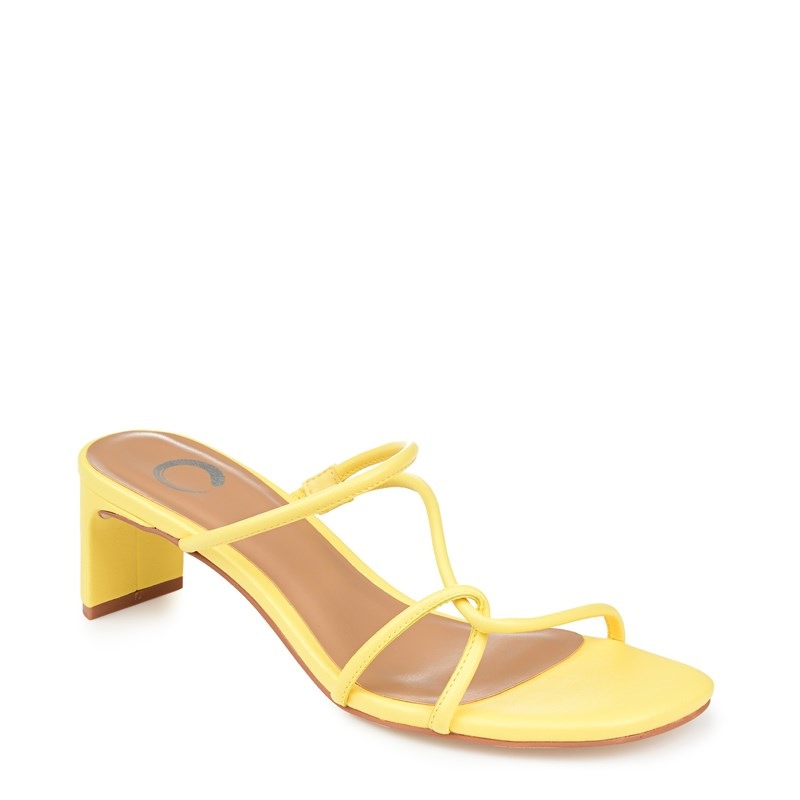 Journee Collection Women's Rianne Block Heel Slide Sandals (Yellow) - Size 8.5 M
