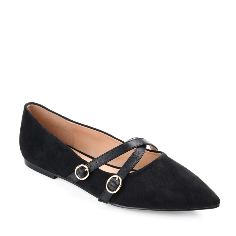 Journee Collection Women's Patricia Pointed Toe Flat Shoes (Black) - Size 6.0 M