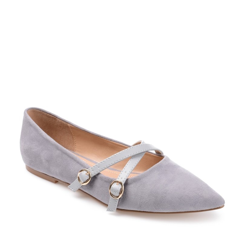 Journee Collection Women's Patricia Pointed Toe Flat Shoes (Grey) - Size 12.0 M