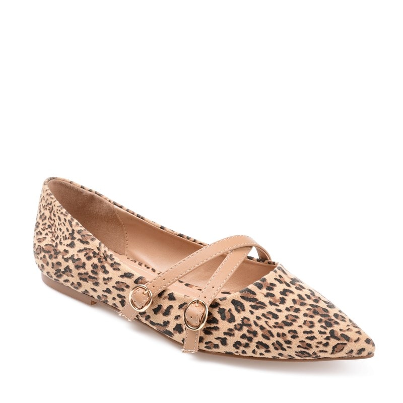 Journee Collection Women's Patricia Pointed Toe Flat Shoes (Leopard Print) - Size 7.0 M