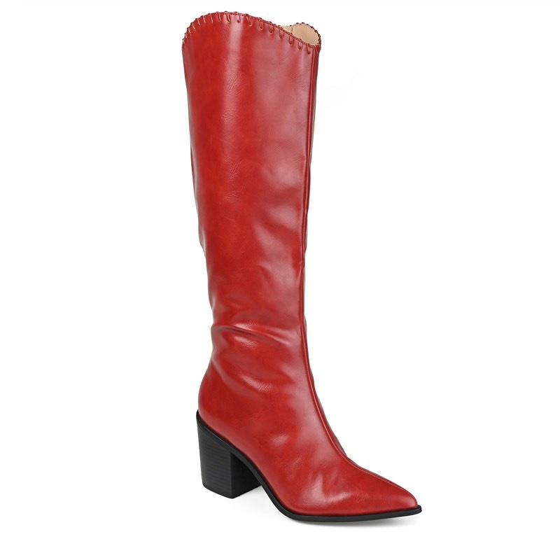 Journee Collection Women's Daria X-Wide Calf Block Heel Tall Boots (Red) - Size 9.5 M
