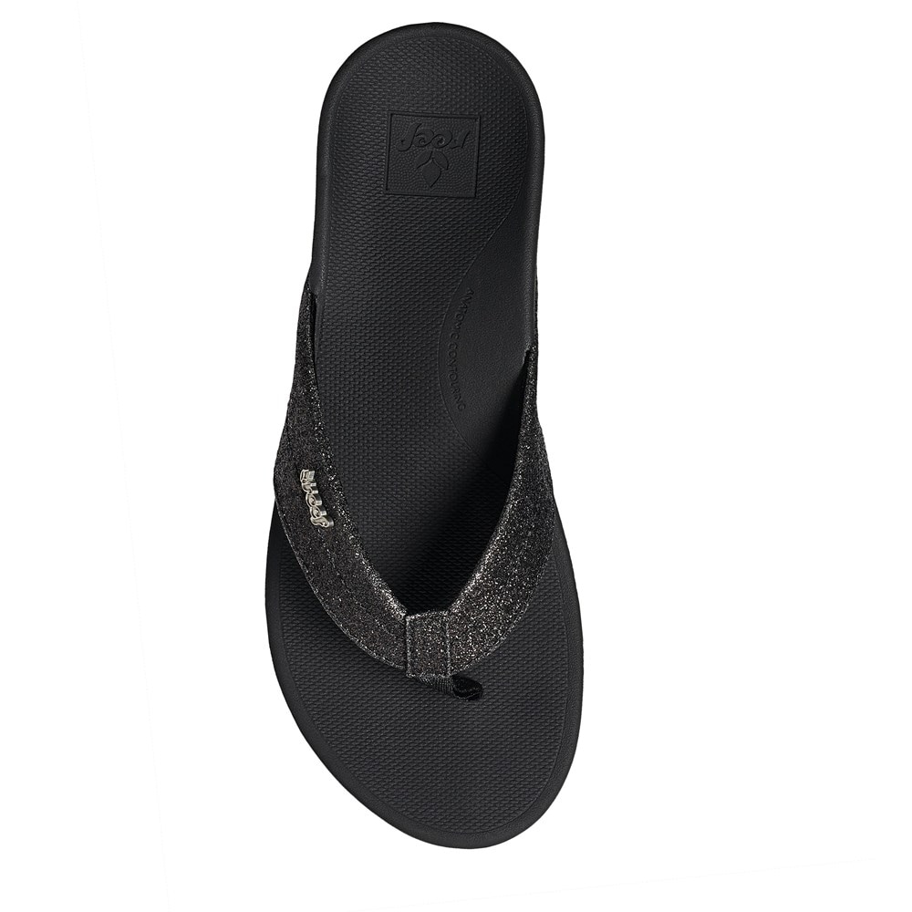 Reef black sparkle cheap flip flops