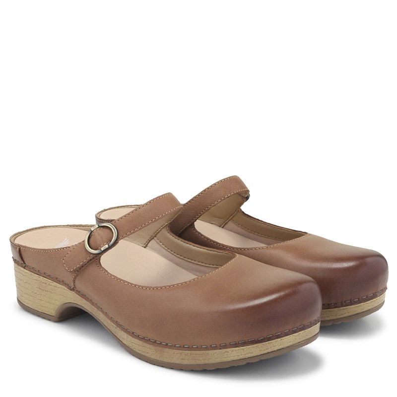 Dansko Women's Bria Mary Jane Clog Shoes (Tan Nubuck Leather) - Size 41.0 M