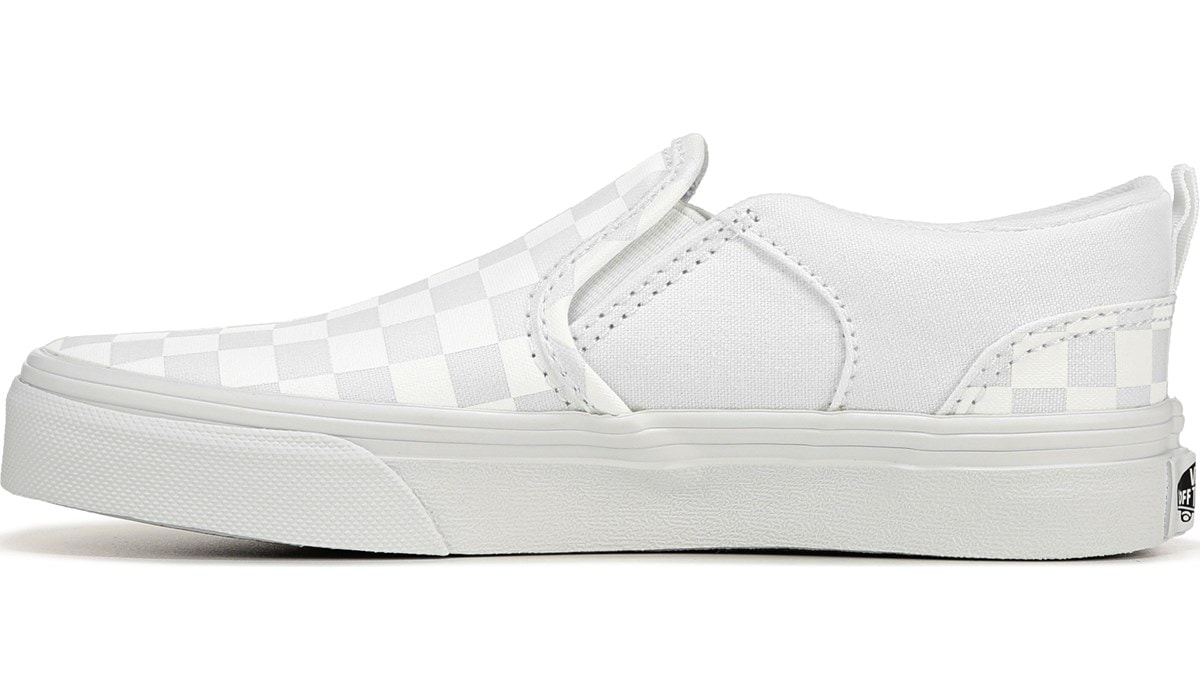 Vans Kids' Asher Slip On Sneaker Little/Big Kid White, Sneakers Athletic Shoes, Famous Footwear