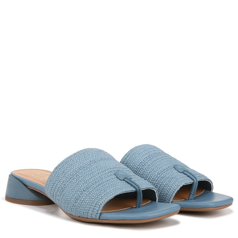 Franco Sarto Women's Loran 4 Slide Sandals (Denim Blue Raffia) - Size 8.5 M