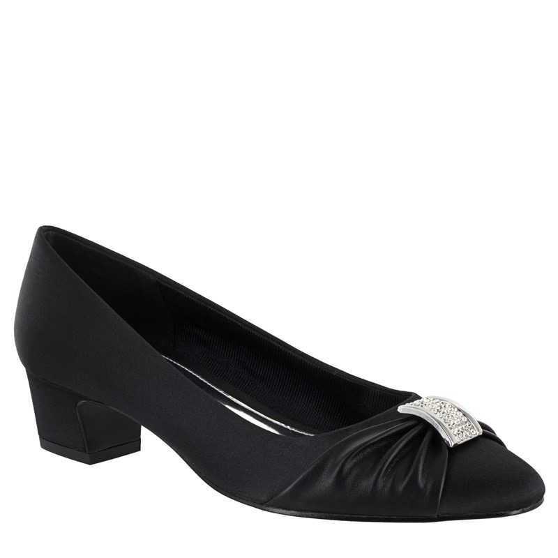 Easy Street Women's Eloise Narrow/Medium/Wide/X-Wide Comfort Pump Shoes (Black Satin Synthetic) - Size 6.0 N