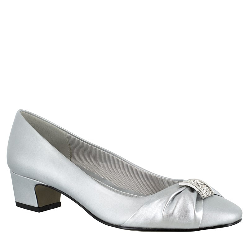 Easy Street Women's Eloise Comfort Pump Shoes (Silver Satin Synthetic) - Size 7.0 2W