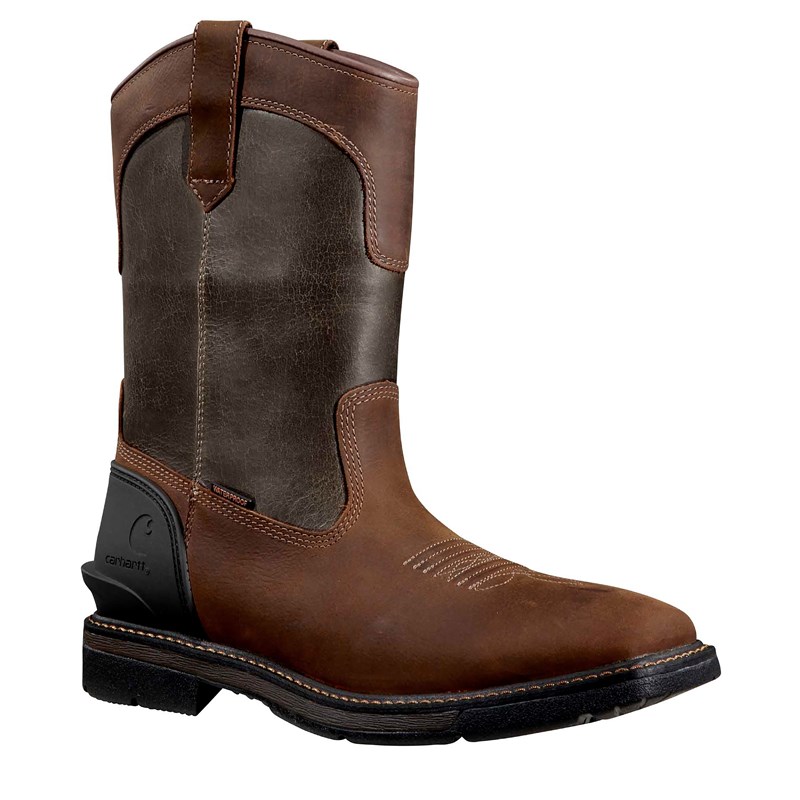 Carhartt Men's Montana 11" Waterproof Steel Toe Wellington Boots (Brown/Burnt Olive) - Size 12.0 W