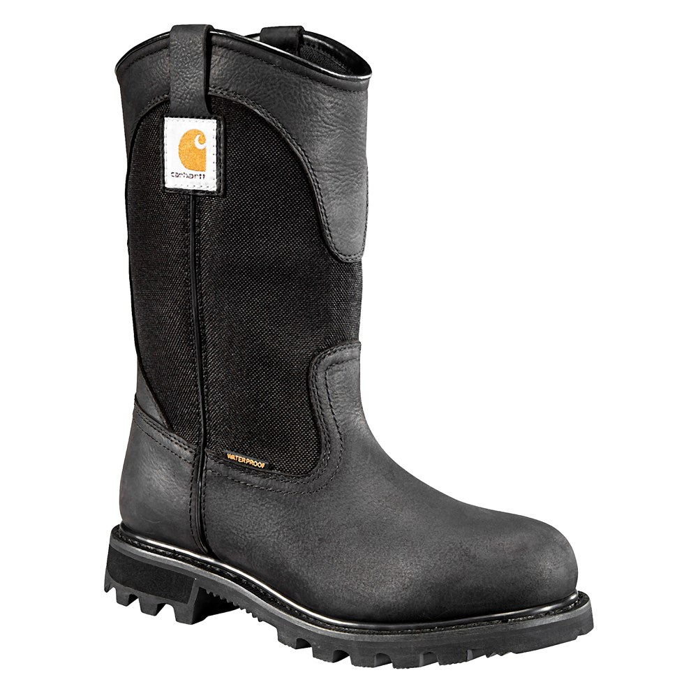 Black carhartt steel toe boots on sale