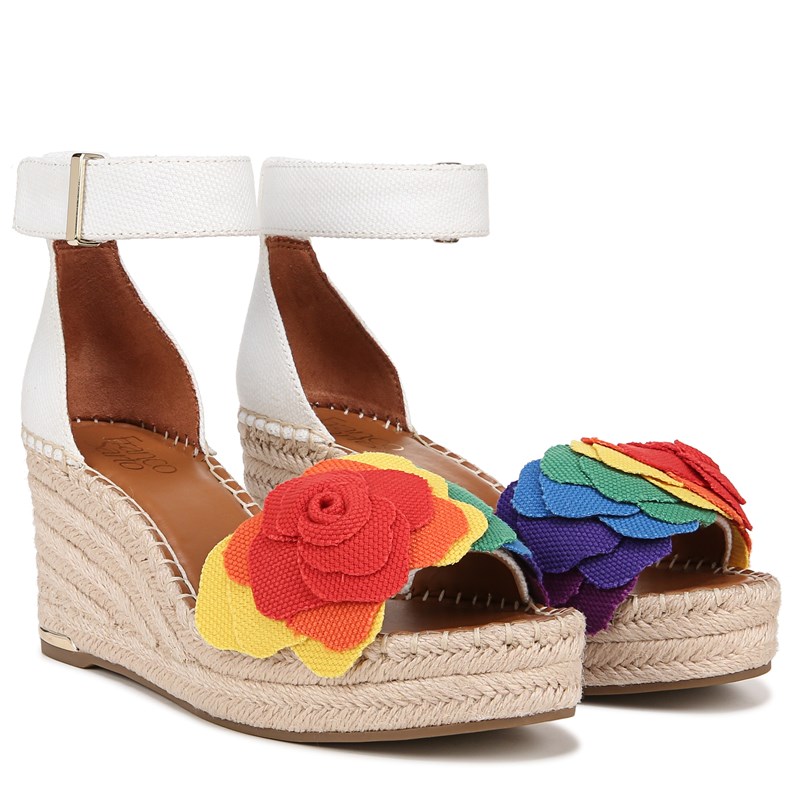 Franco Sarto Women's Clemens Flower Espadrille Wedge Sandals (Rainbow Multi Fabric) - Size 7.5 M