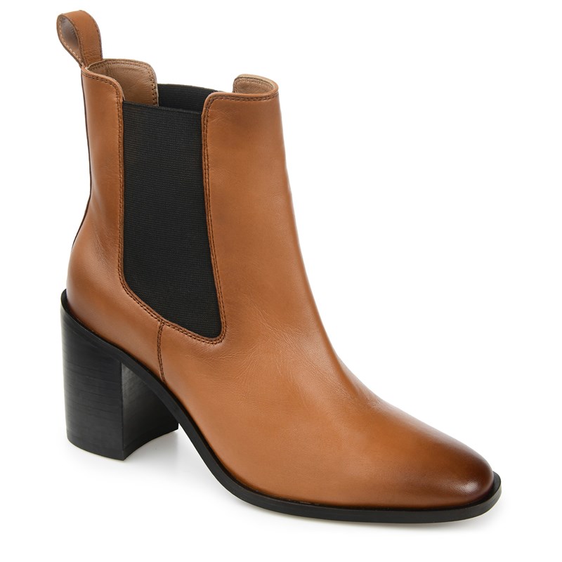 Journee Signature Women's Rowann Block Heel Chelsea Boots (Cognac Leather) - Size 8.5 M