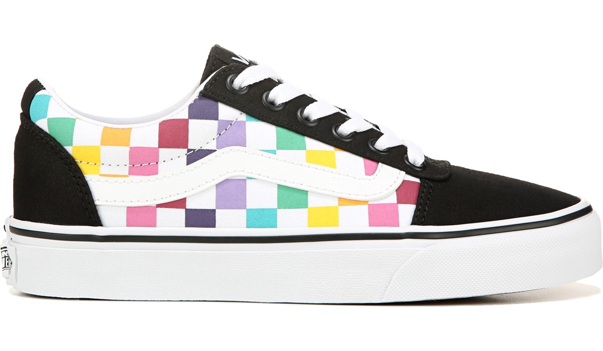 womens rainbow checkerboard vans