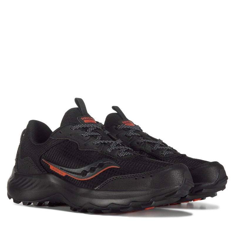 Saucony Men's Aura Tr Wide Trail Running Shoes (Black/Red) - Size 9.0 W