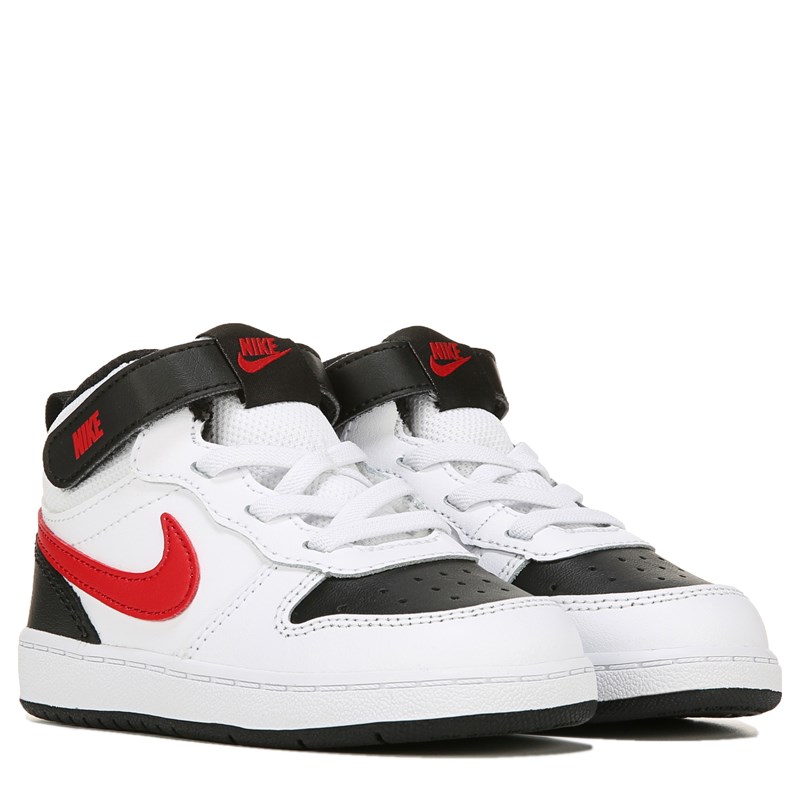 Nike Kids' Court Borough 2 High Top Sneaker Baby/Toddler Shoes (White/Black/Red) - Size 9.0 M