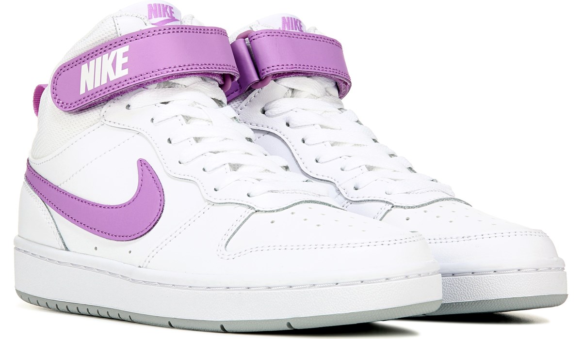 nike high tops purple and white