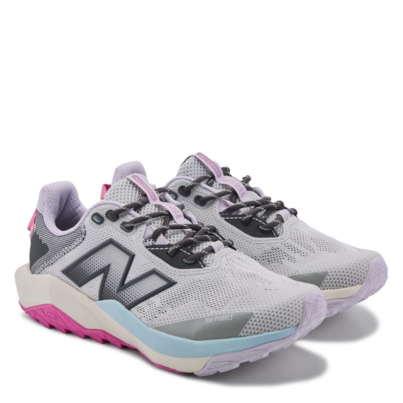 New Balance Women's Dynasoft Nitrel V6 Trail Running Shoes (Grey/Pink/Blue) - Size 5.5 B