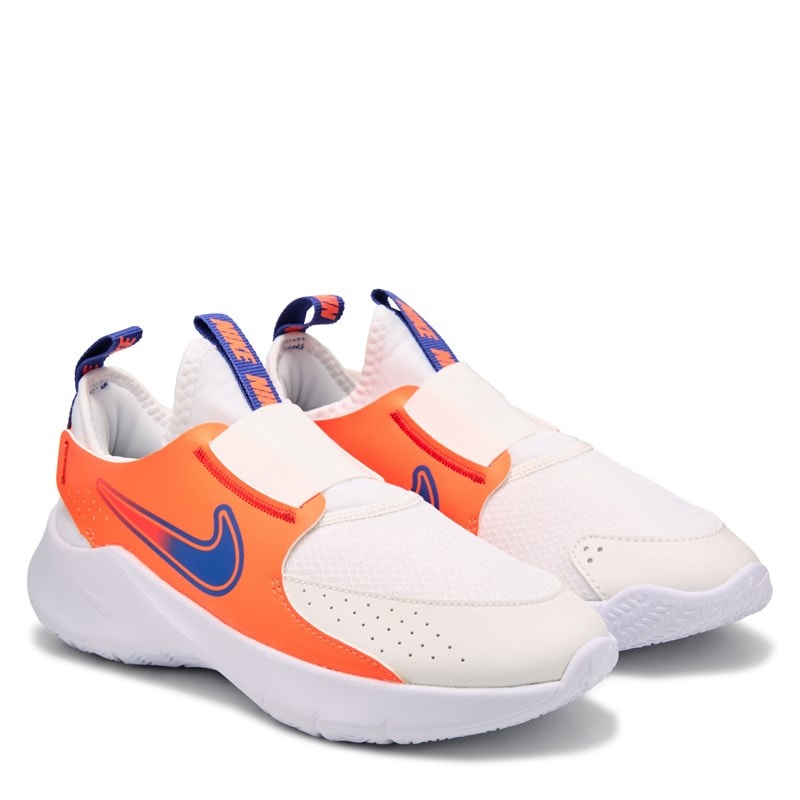 Nike Kids' Flex Runner 3 Slip On Running Shoe Little/Big Kid Shoes (White/Orange/Blue) - Size 2.5 M