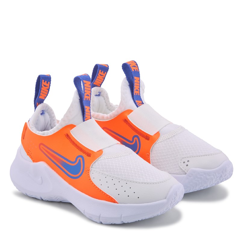 Nike Kids' Flex Runner 3 Slip On Running Shoe Toddler/Little Kid Shoes (White/Orange/Blue) - Size 9.0 M