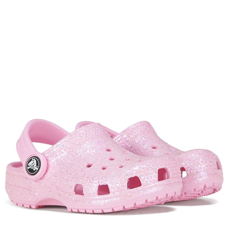 Crocs Kids' Glitter Classic Clog Toddler Shoes (Pink Glitter) - Size 7.0 M