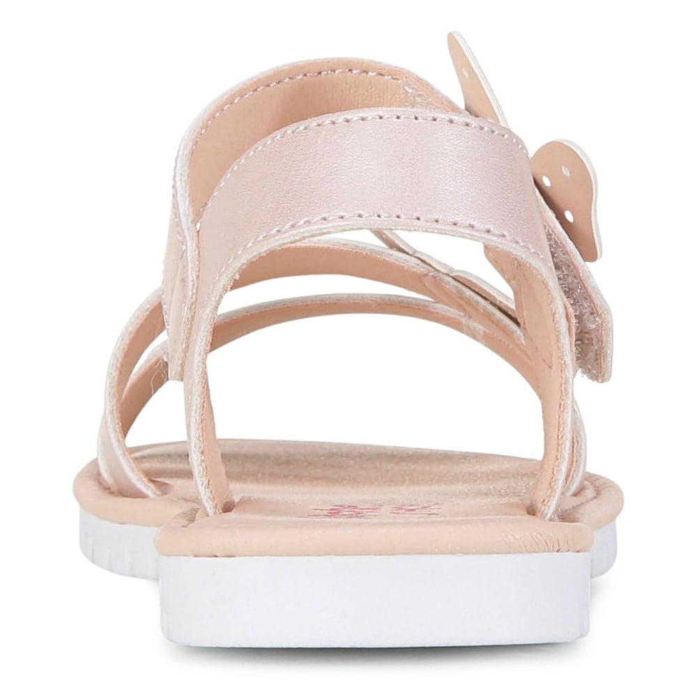 Slippers in Smooth Leather with Hook-and-Loop Strap, for Babies - rose,  Shoes