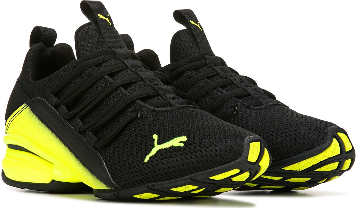 Puma Big Boys Axelion Interest Fade Athletic Shoes Black, Yellow 5 M