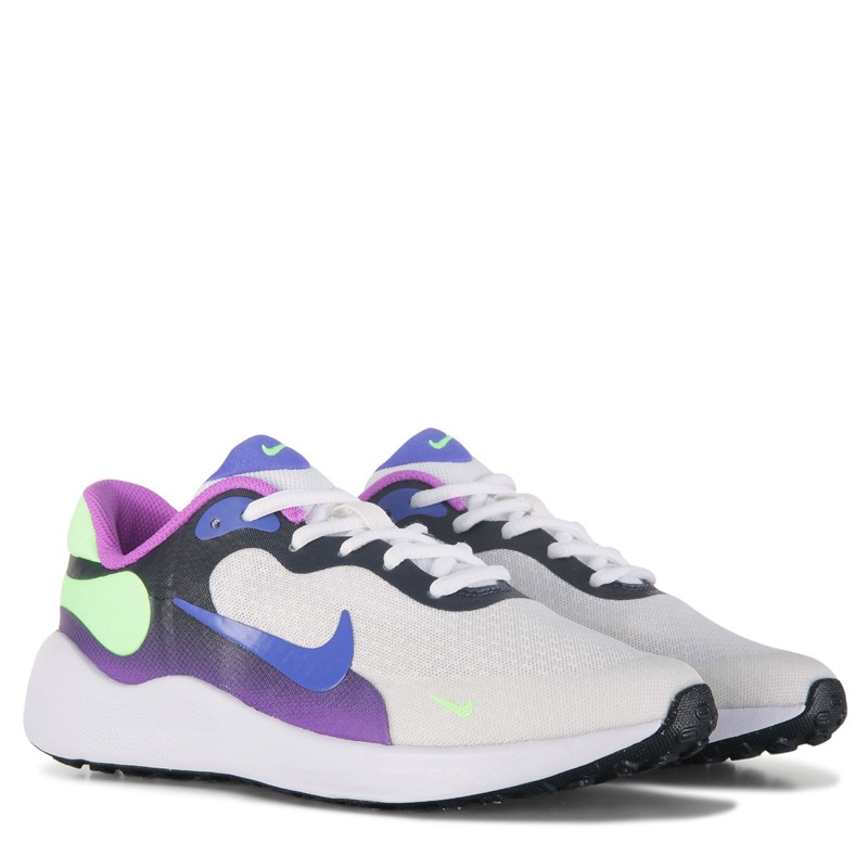 Nike Kids' Revolution 7 Running Shoe Little/Big Kid Shoes (White/Purple) - Size 5.5 M