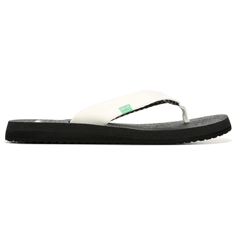 Sanuk Women's Spree 4 Flip Flops Sandals White Yoga Mat 1015914