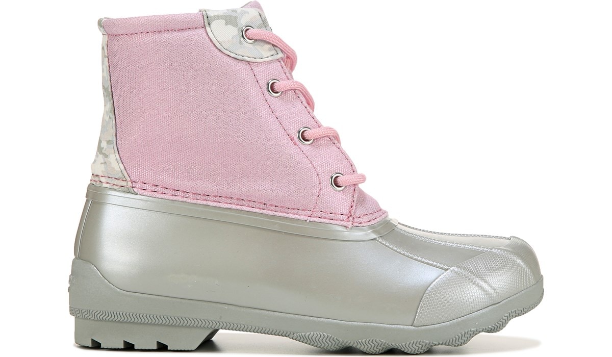 pink and silver sperry boots