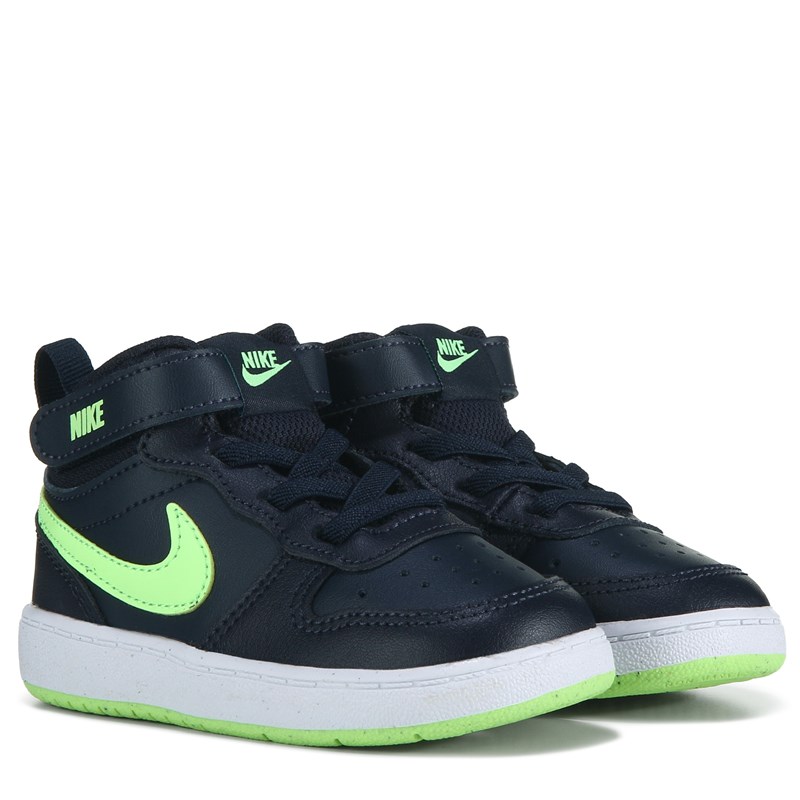 Nike Kids' Court Borough 2 High Top Sneaker Baby/Toddler Shoes (Navy/Lime) - Size 9.0 M