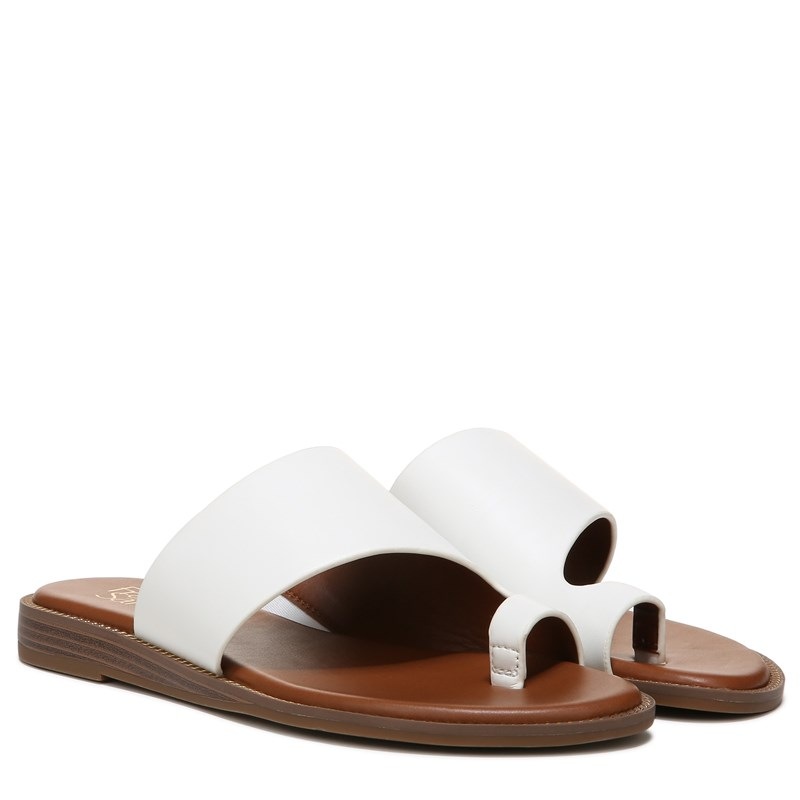 Franco Sarto Women's Gillie Toe Loop Slide Sandals (White) - Size 8.5 M