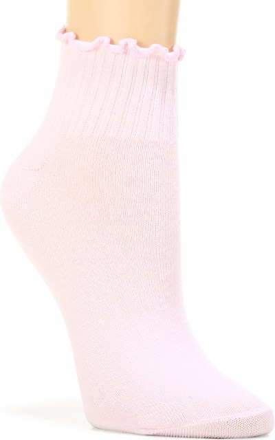 Women's 6pk Lettuce Edge Ankle Socks - A New Day™ Pastel 4-10