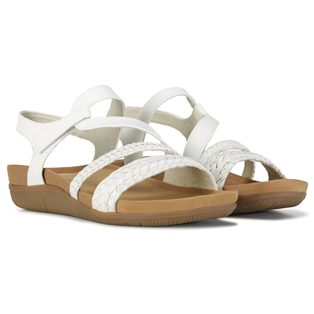 White Wide Fit Padded Plaited Strap Flat Sandals